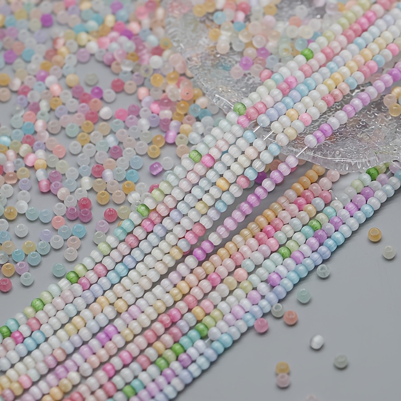 198pcs Mixed Color Glass Cat Eye Beads for Jewellery Making